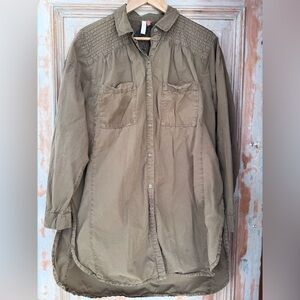 Pilcro Long Khaki Button Down Shirt/Jacket/Dress (3 all in one)! Size S-L